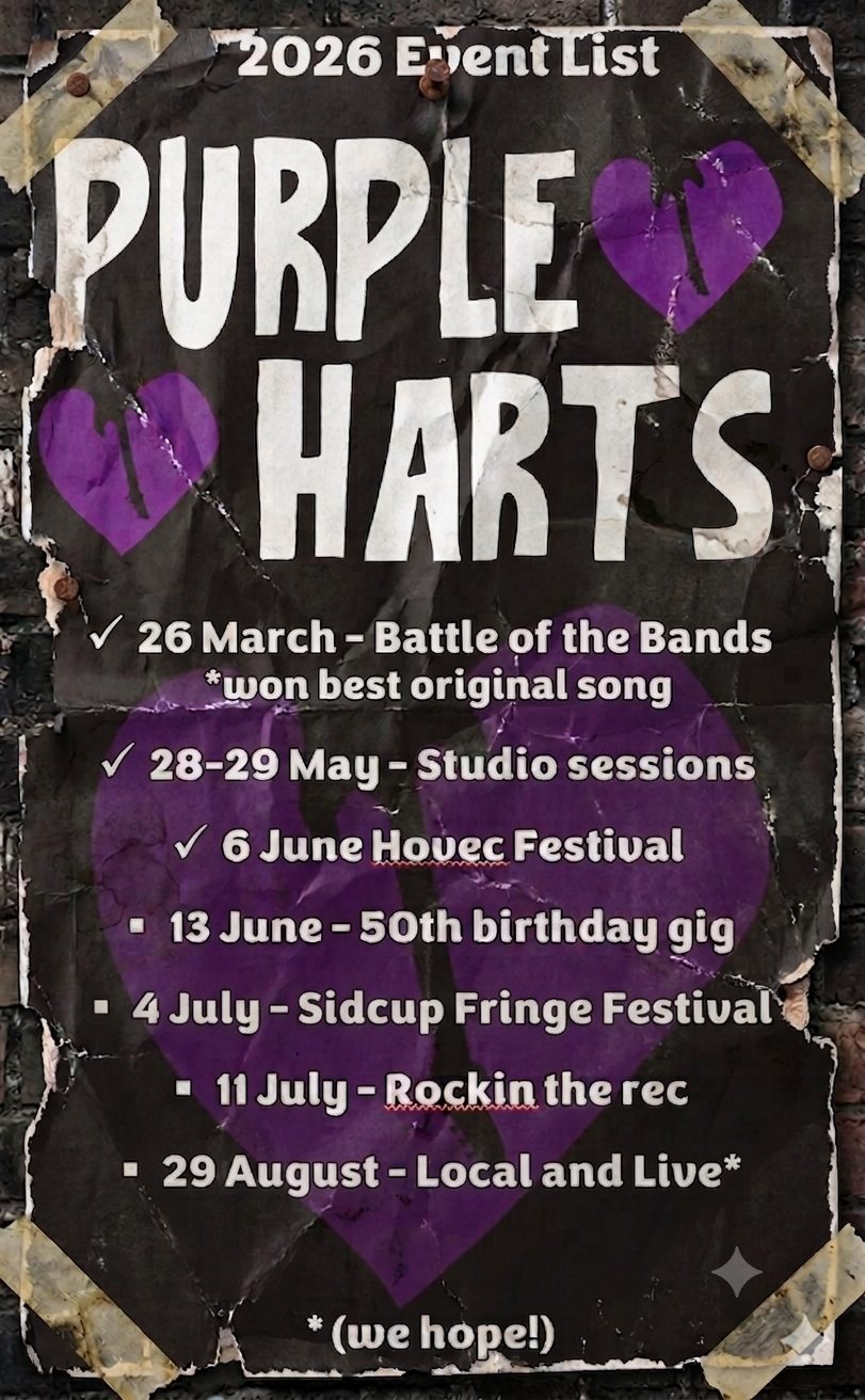 Purple Harts 2026 event list poster
